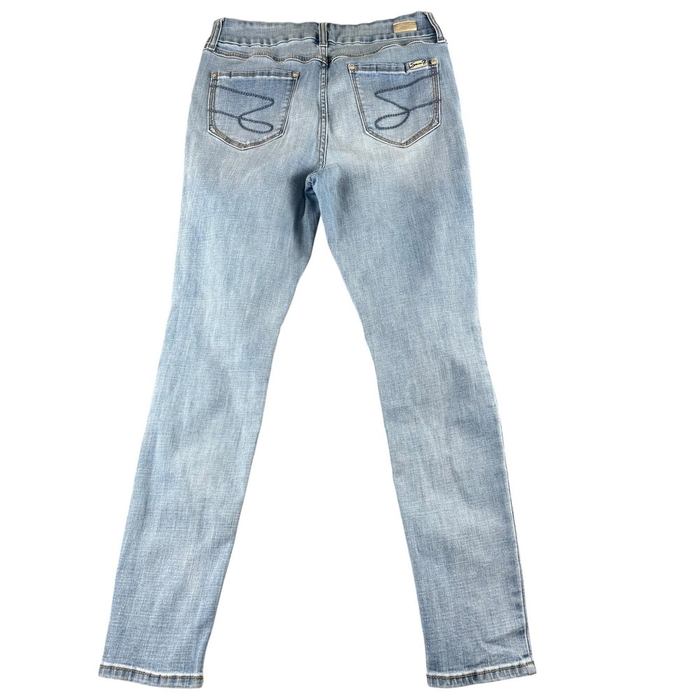 Seven7 Womens Skinny Jeans Light Wash Distressed Ripped Knee Size 10 Stretch - Picture 7 of 8